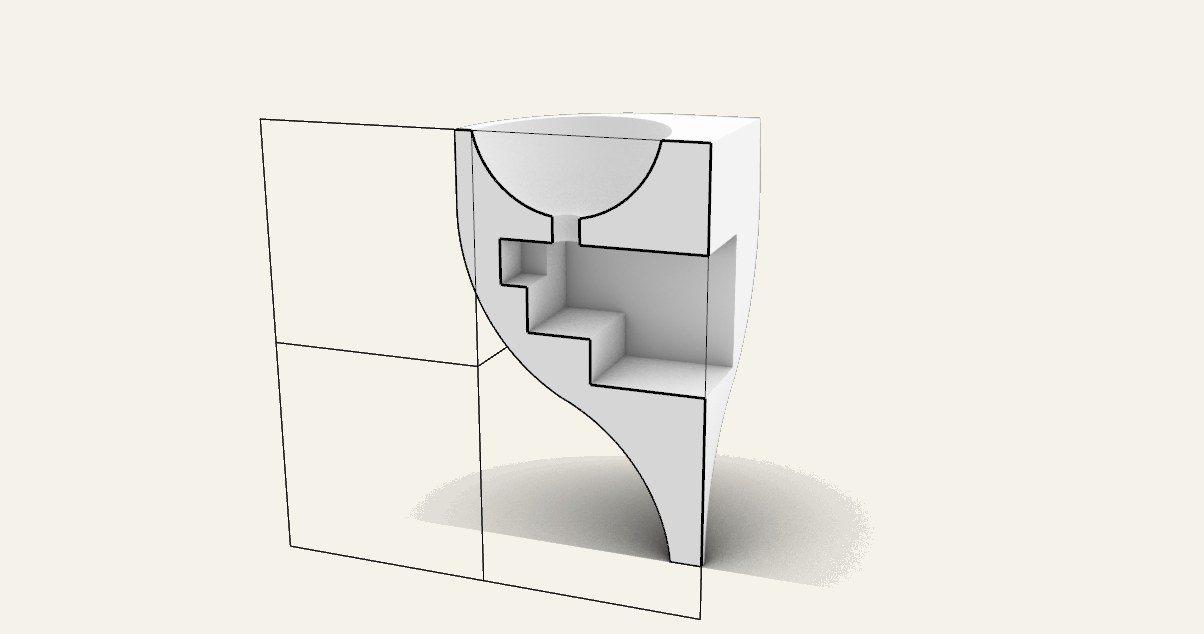 3D model — carved stone unit